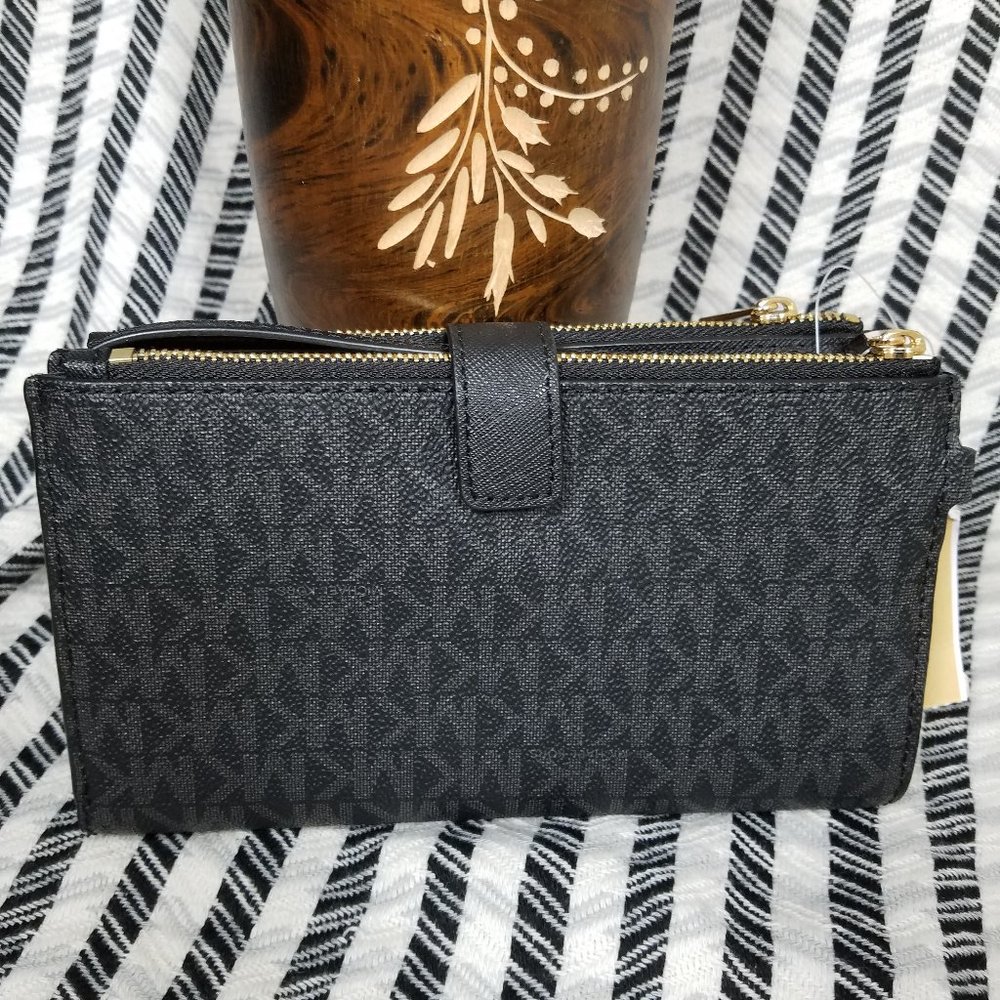 Michael Kors Jet Set Travel Black Double Wristlet - Picture 5 of 8